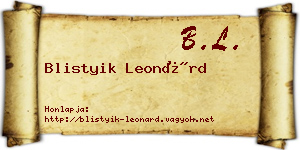 Blistyik Leonárd névjegykártya
